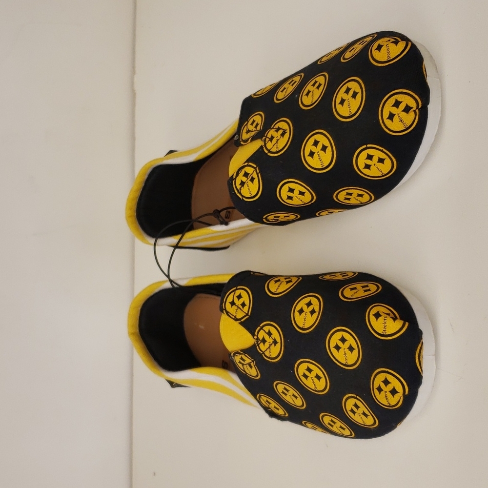 FOCO Pittsburgh Steelers Women's NFL Slip On Canvas Stripe Black Yellow Size S